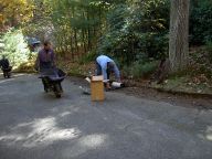 Prepping Driveway Below Garage